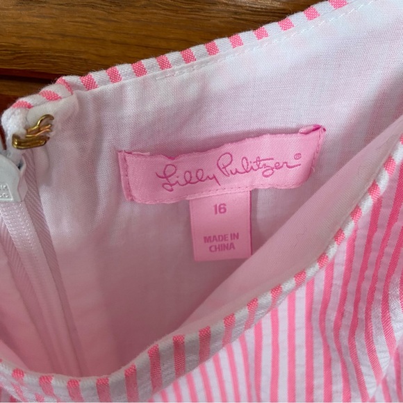 Lilly Pulitzer Devina pink and white seersucker striped ruffle sleeve mini dress - Picture 6 of 7